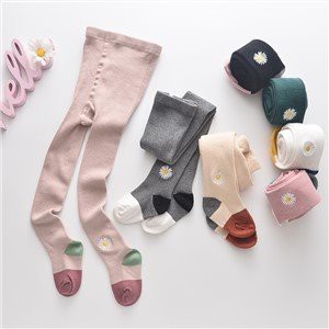 جوراب شلواری گلدوزی کودکانه زمستانی